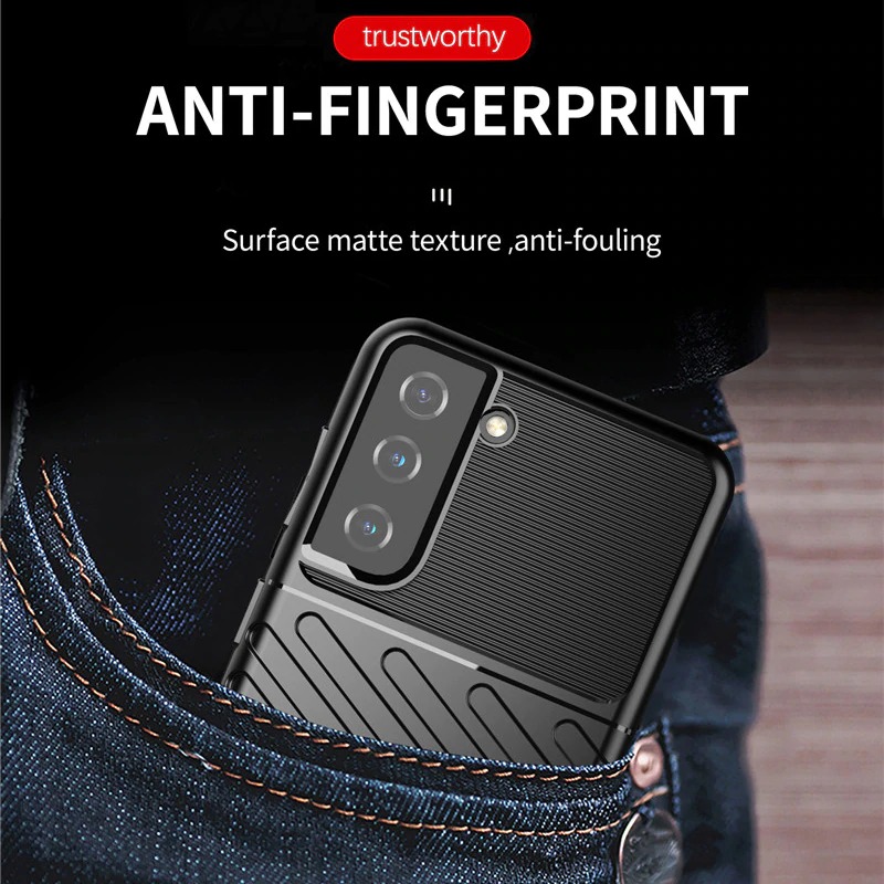 Case Samsung Galaxy S21 FE 5G #เคสฝาหลัง TPU อ่อน Thunder Series Twill Texture Soft TPU