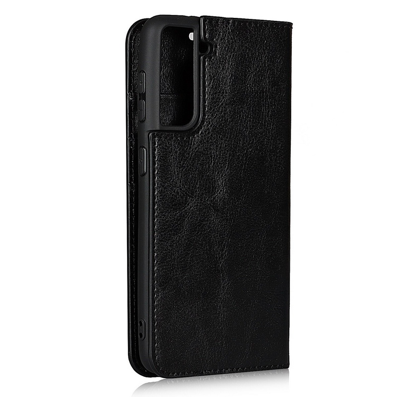 Case Samsung Galaxy S21 FE 5G #เคสฝาพับหนังแท้แบบกระเป๋าสตางค์คุณภาพดี Crazy Horse Genuine Leather Cover
