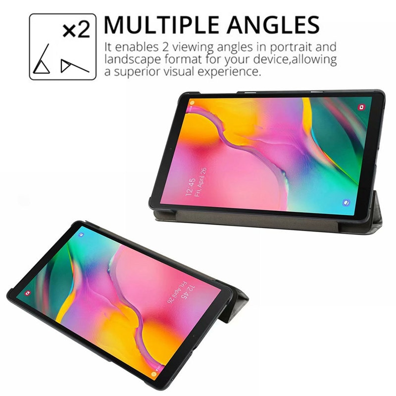 Case Samsung Galaxy Tab A 10.1 (2019) SM-T515 / SM-T510 #เคสฝาพับปกสามพับลายเนื้อหินอ่อน Marble Texture Tri-fold PU Leather + PC Stand Tablet Shell