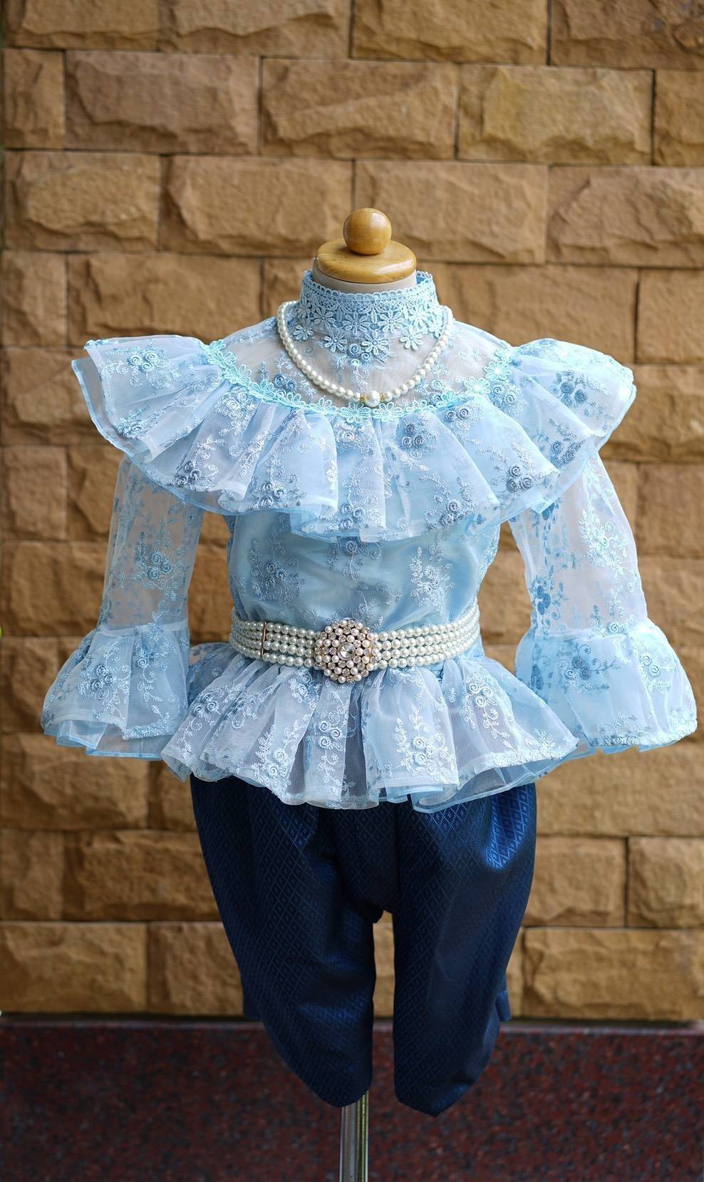 ชุดไทยเด็ก รัชกาลที่ 5 มีระบายช่วงไหล่