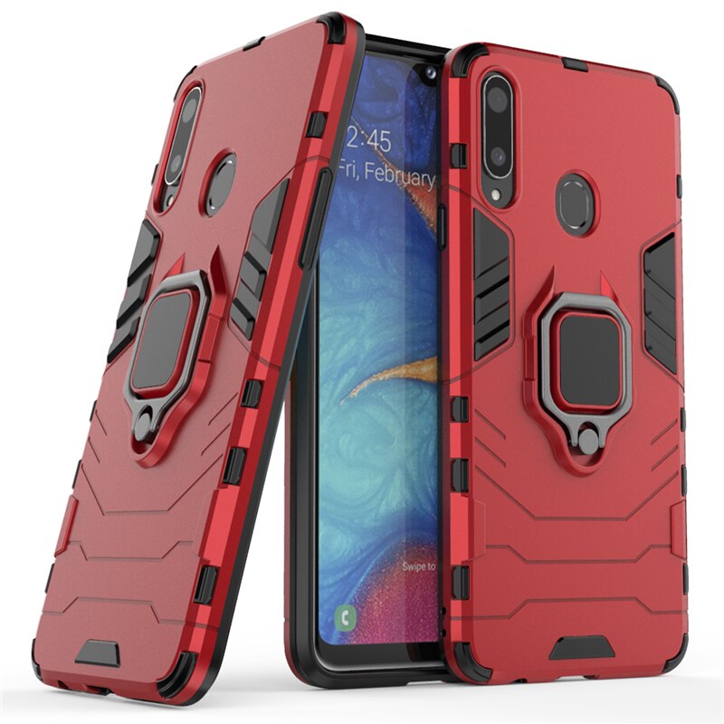 Case Samsung Galaxy A20s #เคสฝาหลังพลาสติกแข็ง +TPU Hybrid Case มีแหวนสวมนิ้วโลหะ