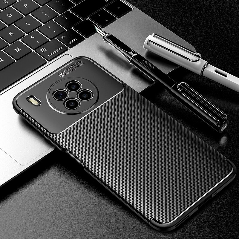 Case Huawei Nova 8i #เคสฝาหลังนิ่ม Carbon Fiber Anti-drop TPU Protection