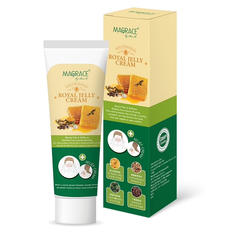 Magrace Royal Jelly Cream 30g. มาเกรซ รอยัล เจลลี่ ครีม บาล์มนมผึ้ง คลายเส้น ยาหม่อง