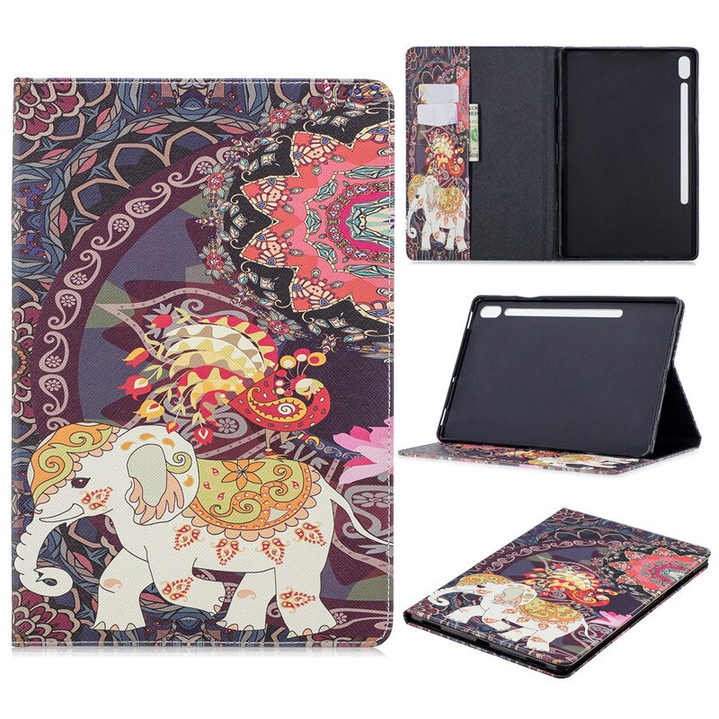 Case Samsung Galaxy Tab S7 SM-T870 SM-T875 #เคสฝาพับสไตล์กระเป๋าสตางค์พิมพ์ลายสวยๆ Pattern Printing Magnetic Leather