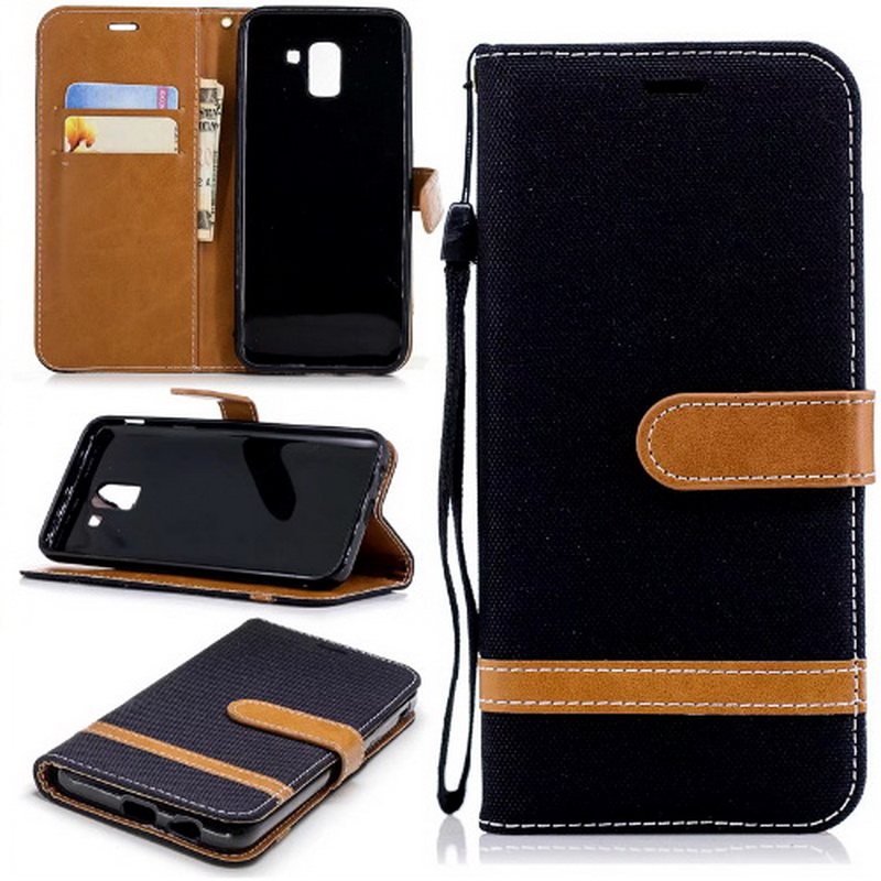 Case Samsung Galaxy J6 (2018) #เคสฝาพับหนัง PU พร้อมสายคล้องมือสีสันสวยงามทันสมัย