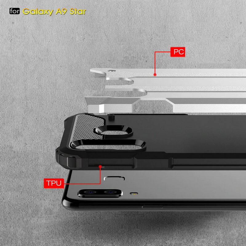 Case Samsung Galaxy A8 Star #เคสฝาหลังเกราะป้องกัน ไฮบริด พลาสติก+TPU Heavy Duty Rugged Hybrid