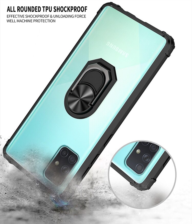 Case Samsung Galaxy Note 10 lite #เคสฝาหลังใสขอบทึบ +TPU Hybrid Case มีแหวนสวมนิ้วโลหะ