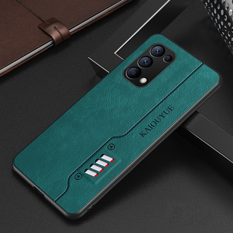 เคส OPPO Reno 5 Pro 5G #เคสฝาหลังเคลือบหนัง PU Leather Protective Sleeve Comprehensive Camera Protection