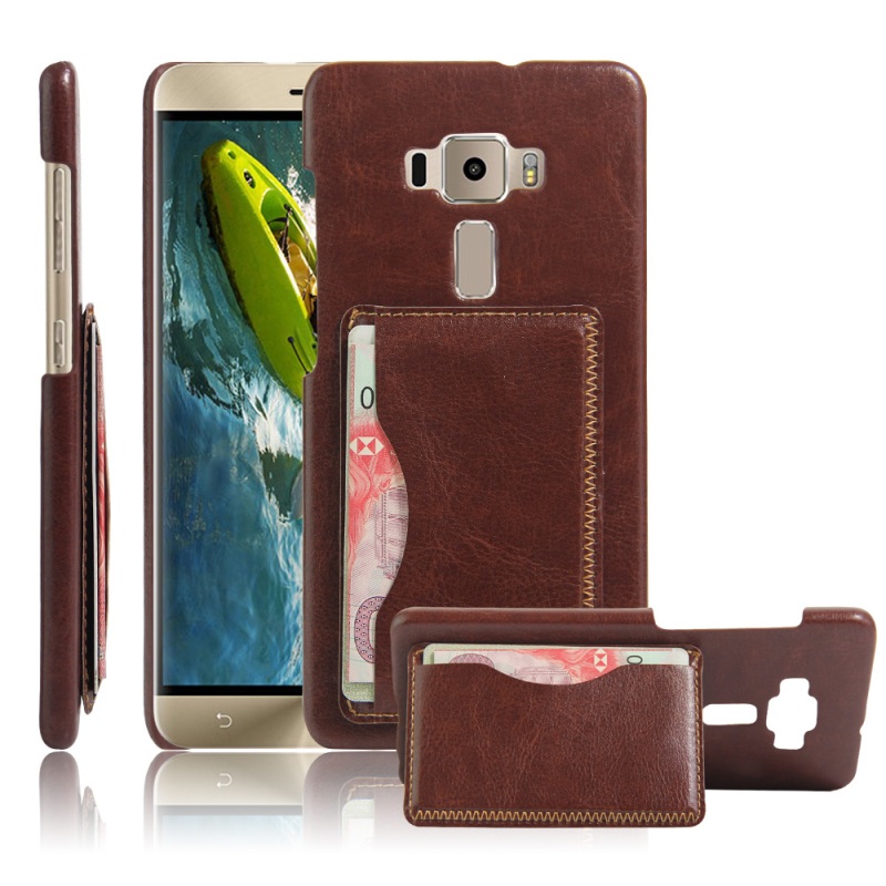 เคส Asus Zenfone 3 ZE552KL เคสฝาหลังหนังเคลือบมีช่องเสียบการ์ดด้านหลัง