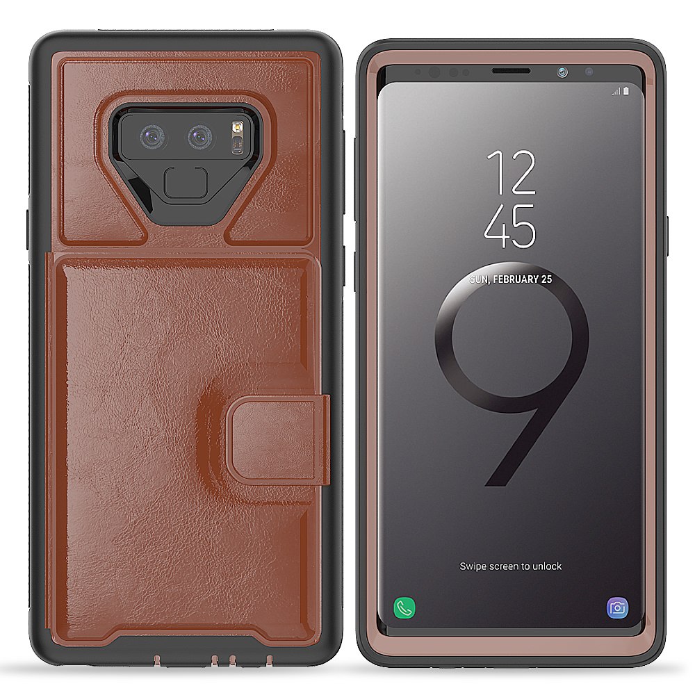 เคส Samsung Galaxy Note 9 N960 #เคสฝาหลังไฮบริดเชลล์พร้อมขาตั้ง TPU + PC เคลือบหนัง PU
