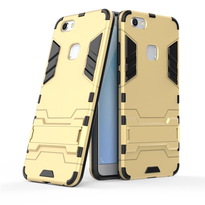 Case Vivo V7 Plus #เคสฝาหลังพลาสติก ไฮบริด TPU + Kickstand