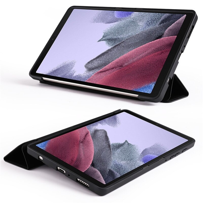 Case Samsung Galaxy Tab A7 Lite 8.7" (T220,T225) #เคสฝาพับหนัง PU แบบ 3 พับ Tri-fold Stand Design Shockproof PU Leather TPU Protective Case