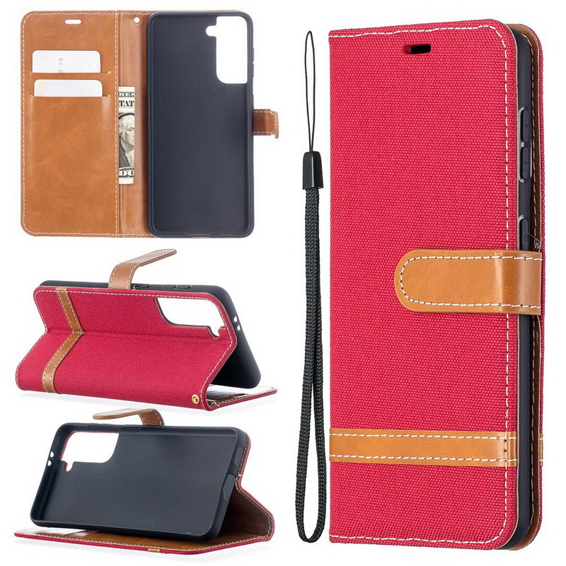 เคส Samsung Galaxy S21 #เคสฝาพับหนัง PU พร้อมสายคล้องมือ สีสันสดใส