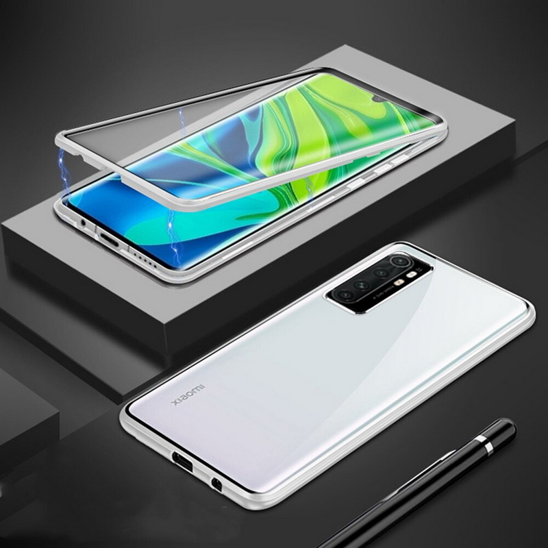เคส Xiaomi Mi Note 10 Lite #เคสฝาครอบกระจกขอบโลหะดูดซับแม่เหล็ก Fully Protection Magnetic Adsorption Glass Metal Phone Protective