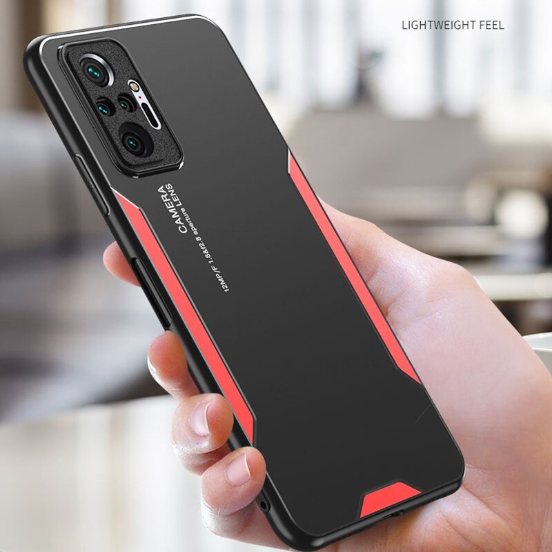 เคส Redmi Note 10 4G #เคสฝาหลังไฮบริด Metal +TPU Shockproof metal back plate Phone Back Cover