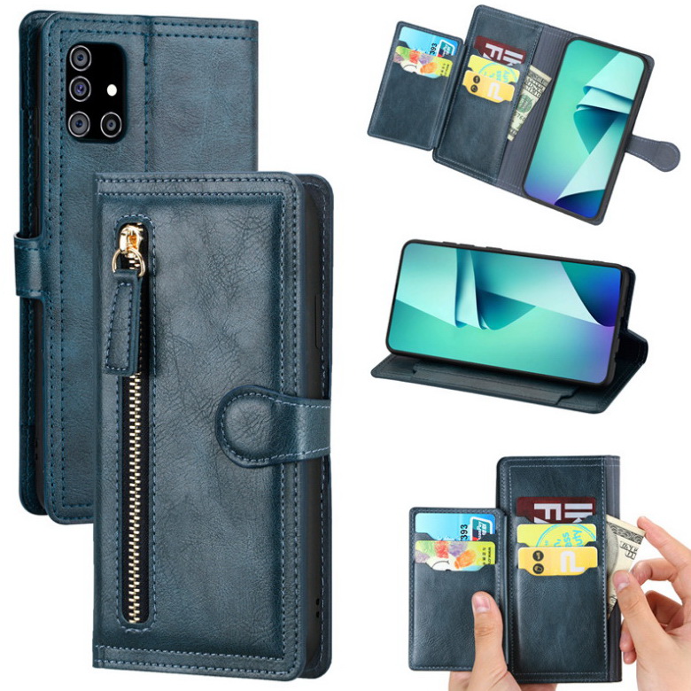 เคส Samsung Galaxy A51#เคสฝาพับแบบกระเป๋าสตางค์ช่องใส่บัตรหลายช่อง Multi-slot Wallet Zippered Leather