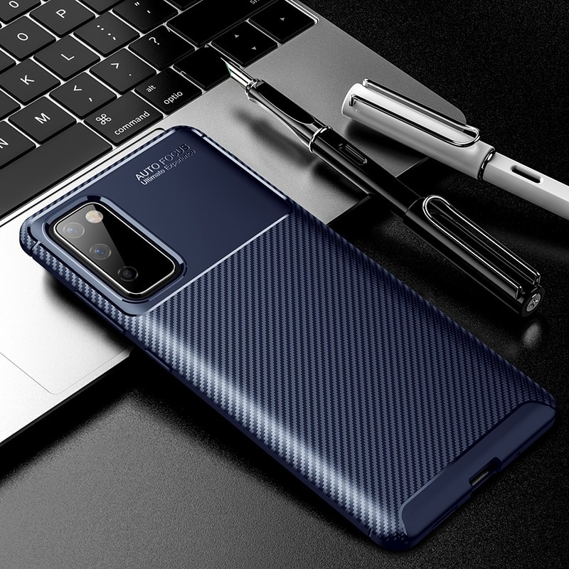 เคส Samsung Galaxy S20 #เคสฝาหลังนิ่ม Carbon Fiber Anti-drop TPU Protection