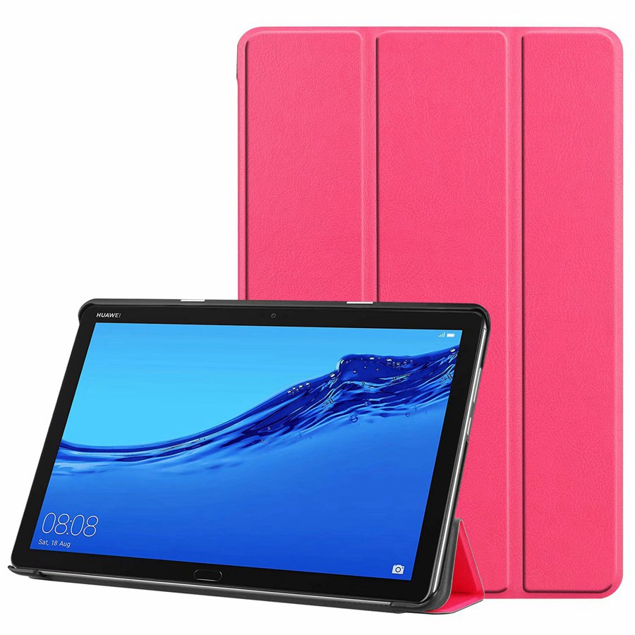 Case Huawei MediaPad M5 Lite 10.1 นิ้ว #เคสฝาพับหนัง PU แบบ 3 พับ Tri-fold Stand Leather Smart Tablet