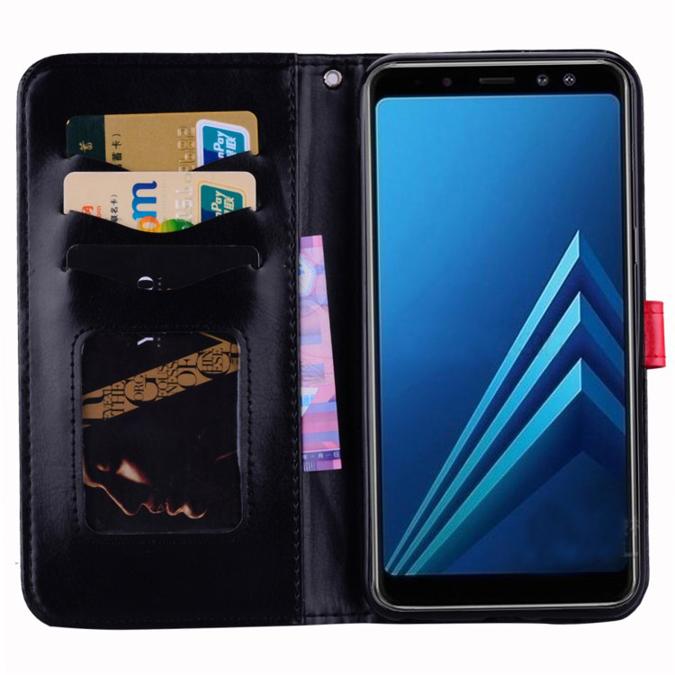 เคส Samsung Galaxy A8 (2018) #เคสฝาพับหนัง PU แบบกระเป๋าสตางค์ Flash Powder Pretty Girl's