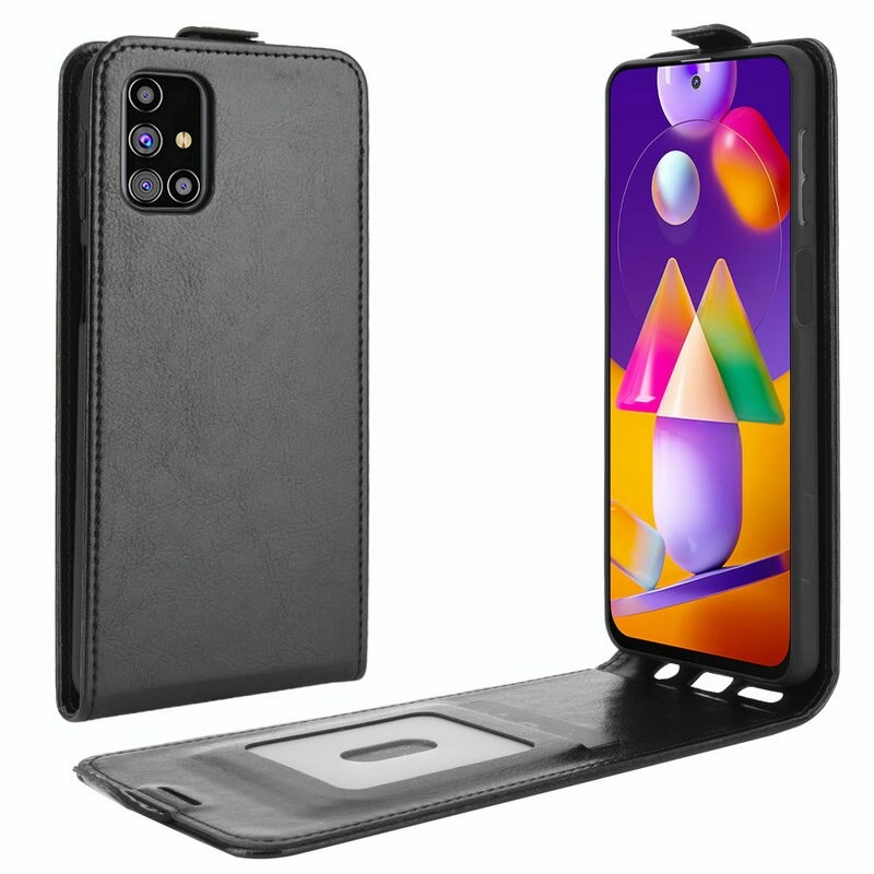 เคส Samsung Galaxy M51 #เคสฝาพับหนัง PU Crazy Horse แนวตั้ง พร้อมช่องเสียบการ์ด