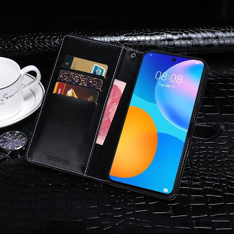 Case Huawei Y7a #เคสฝาพับหนัง PU สไตล์กระเป๋าสตางค์รูปแบบหนังจระเข้ Crocodile Texture PU Leather Wallet
