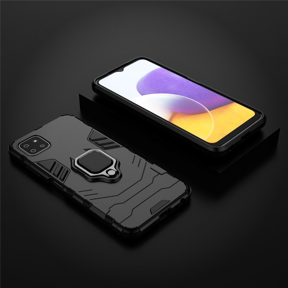 Case Samsung Galaxy A22 5G #เคสฝาหลังพลาสติกแข็ง +TPU Hybrid Case มีแหวนสวมนิ้วโลหะ