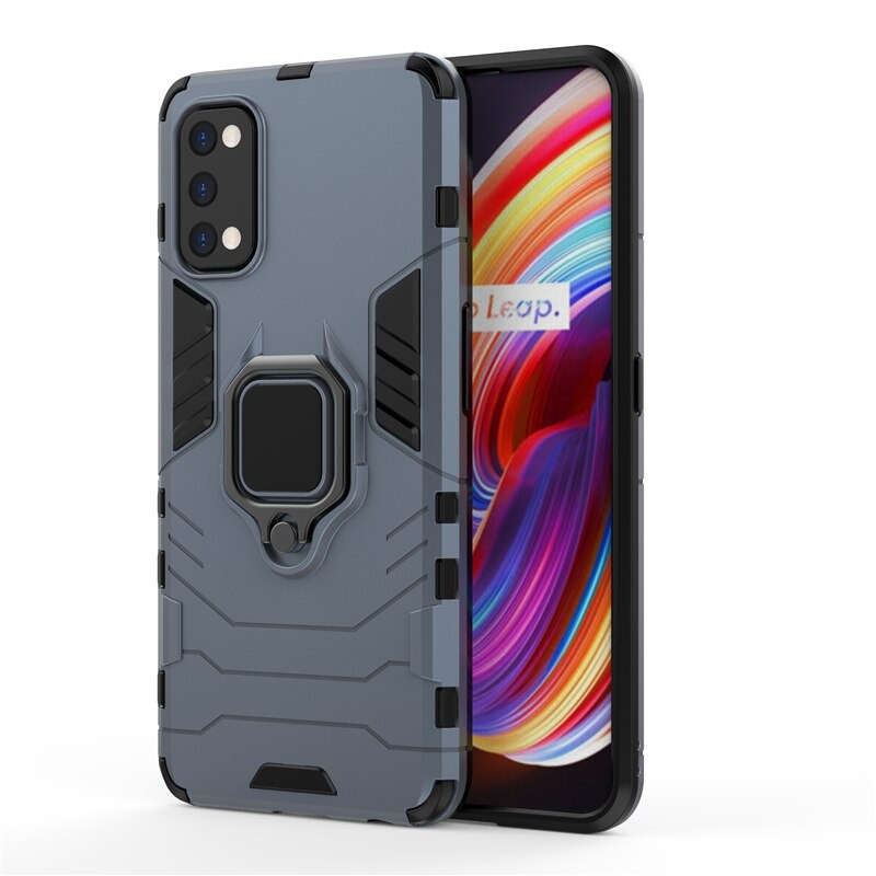 Case realme 7 Pro #เคสฝาหลังพลาสติกแข็ง +TPU Hybrid Case มีแหวนสวมนิ้วโลหะ