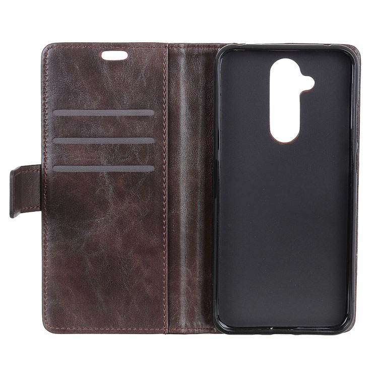 Case Nokia 8.1 / X7 #เคสฝาพับหนัง PU การตกแต่งแบบริ้ว Rivet Decor Crazy Horse Texture