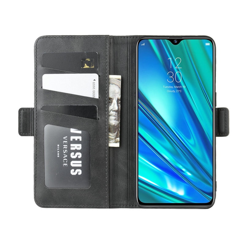 เคส Realme 5 Pro #เคสฝาพับหนัง PU มีแถบปิดแม่เหล็กสไตล์กระเป๋าสตางค์