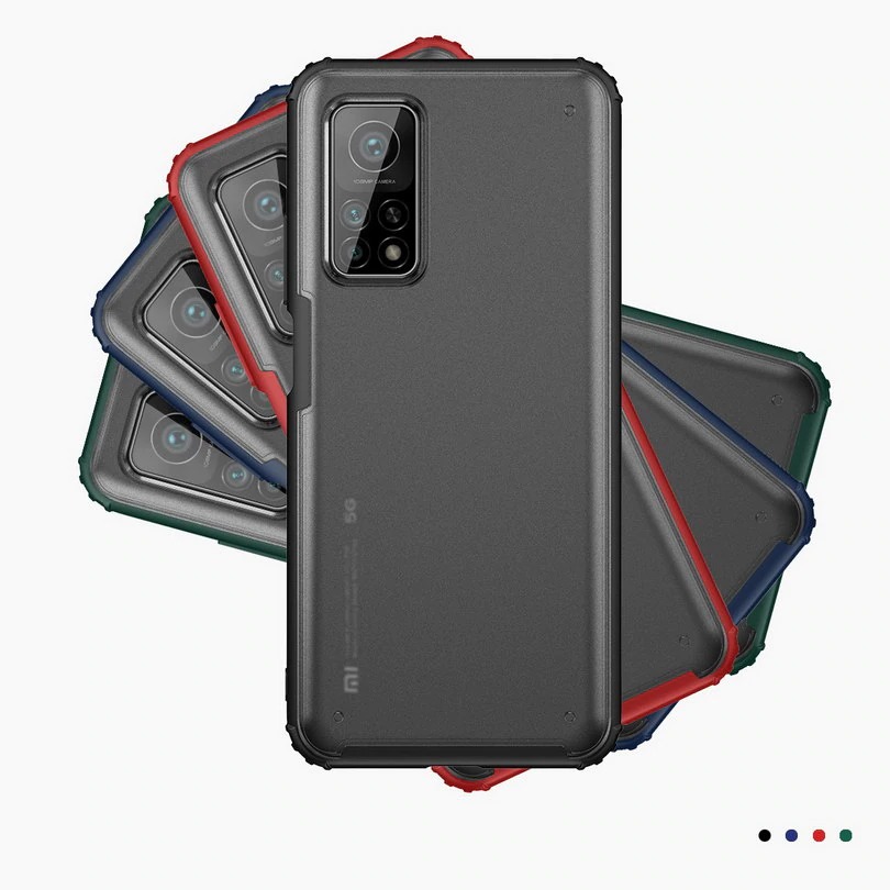 Case Xiaomi Mi 10T Pro #เคสฝาหลังโปร่งแสงสีขุ่นขอบทึบ +TPU Hybrid Case