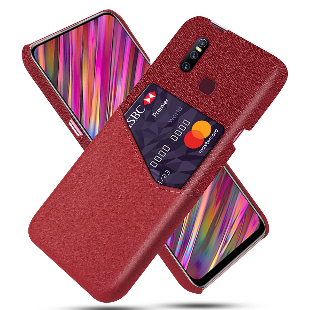 Case Vivo S1 #เคสฝาหลัง Hybrid Protective มีช่องเสียบการ์ด KSQ Card Slot PC + PU Leather + Cloth