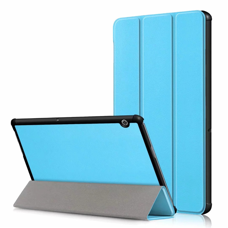 เคส Huawei Mediapad T5 10 #เคสฝาพับหนัง PU ปกแบบ 3 พับ PU Leather Tri-fold Stand Tablet Flip Protective Casing
