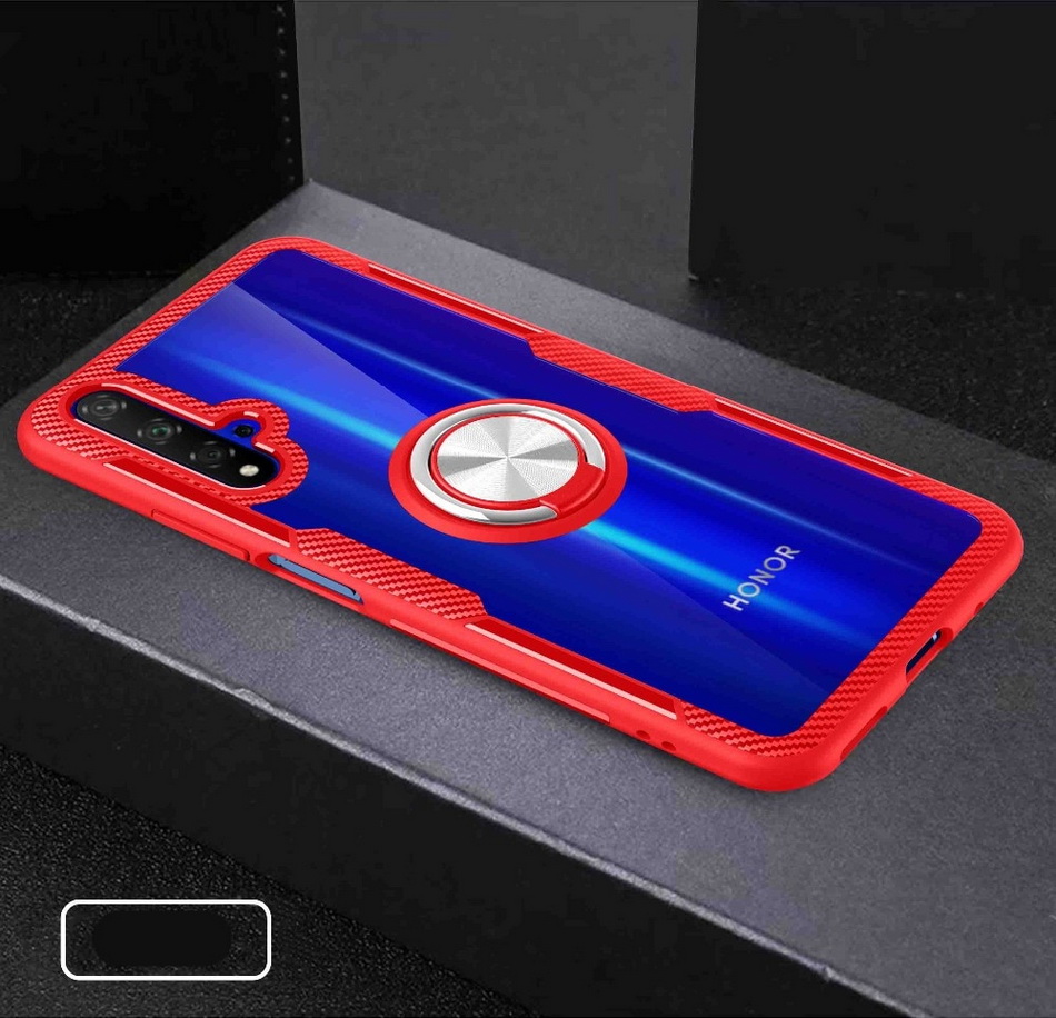 Case Huawei Nova 5T #เคสฝาหลังใสขอบทึบมีแหวนสวมนิ้วโลหะ TPU + PC