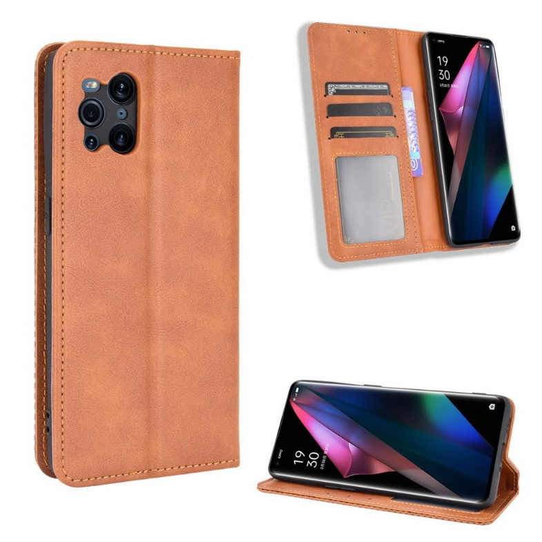 เคส OPPO Find X3 Pro #เคสฝาพับปกหนังสไตล์วินเทจดูดซับอัตโนมัติแบบกระเป๋าสตางค์