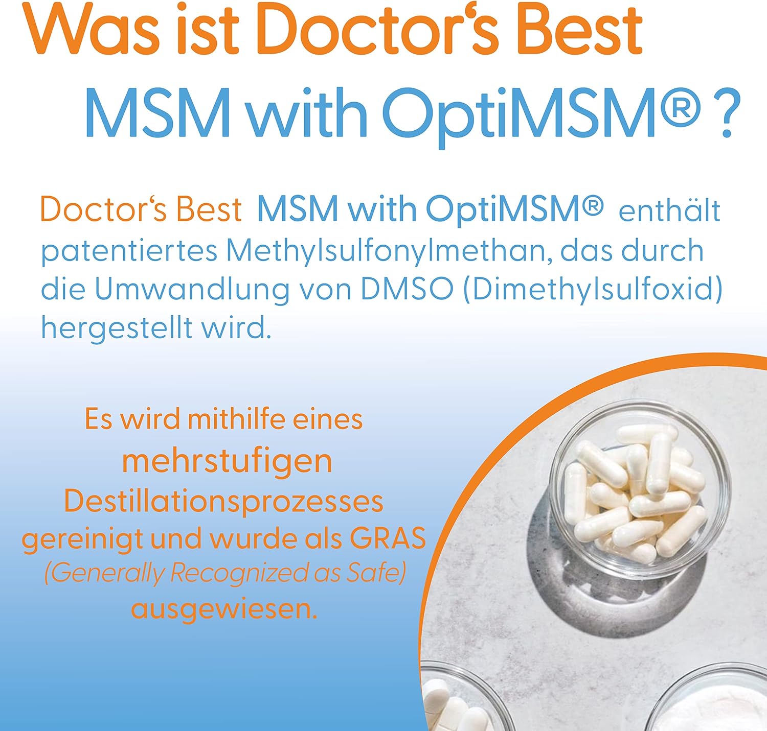 Doctor's Best® MSM with OptiMSM, The World's Purest MSM 1,000mg 180 Capsules บำรุงข้อต่อและเอ็น เพื่อผมผิวเล็บแข็งแรง