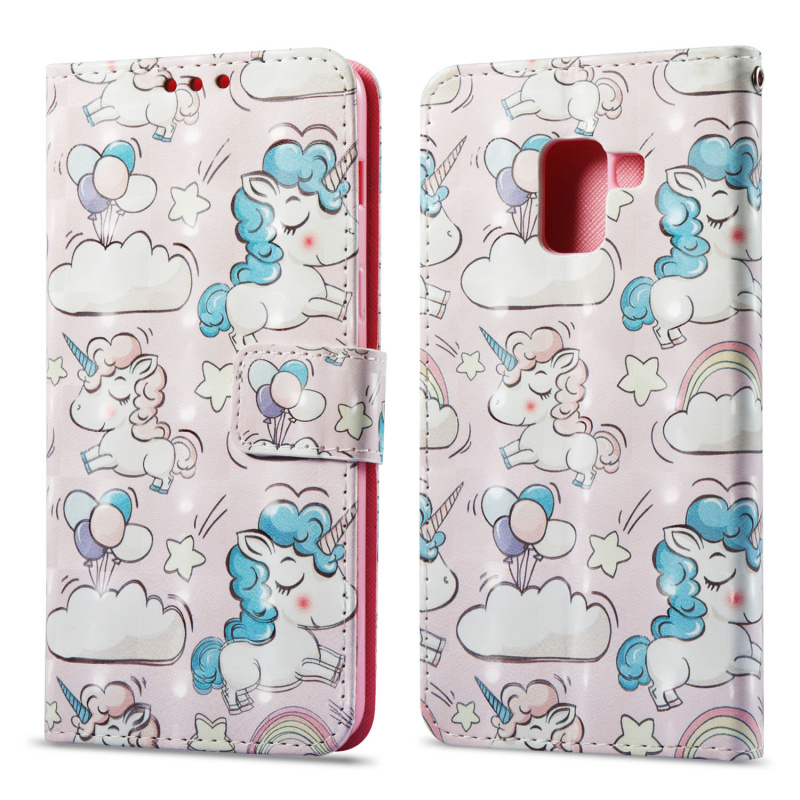 Case Samsung Galaxy A8 2018 #เคสฝาพับ3D สไตล์กระเป๋าสตางค์ Vivid Pattern Stand Leather