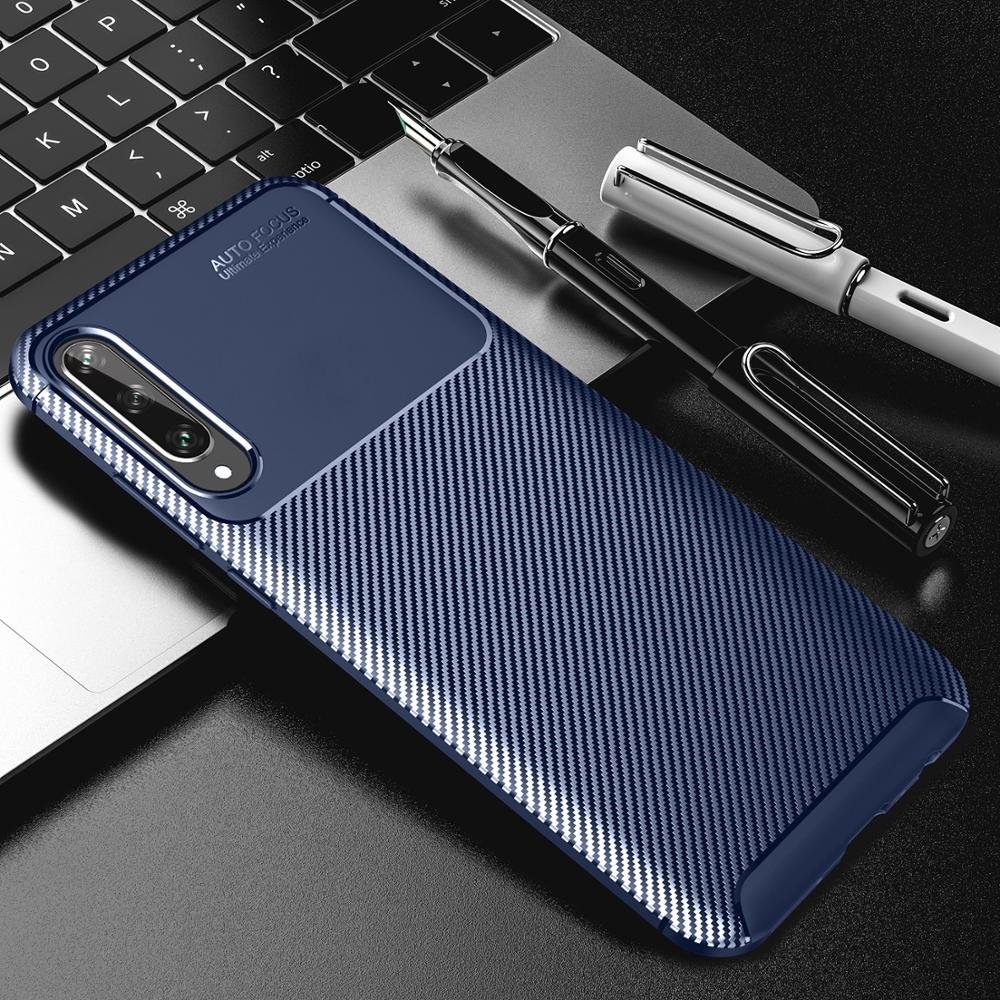 Case Huawei Y8p #เคสฝาหลังนิ่ม Carbon Fiber Anti-drop TPU Protection