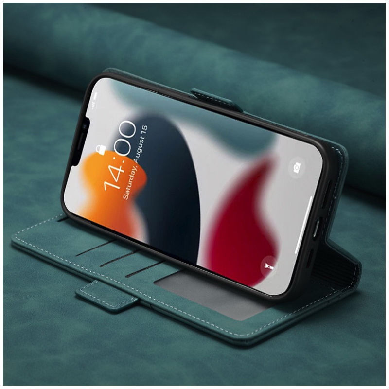 เคส iPhone 14 Pro Max #เคสฝาพับหนัง PU สไตล์กระเป๋าสตางค์พร้อมช่องใส่การ์ด Luxury Flip Stand Card Phone Leather Wallet