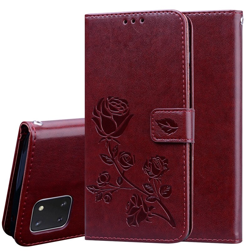 Case Samsung Galaxy Note 10 Lite #เคสฝาพับหนัง PU ลายดอกกุหลาบแบบกระเป๋าสตางค์ Imprinted Rose Leather