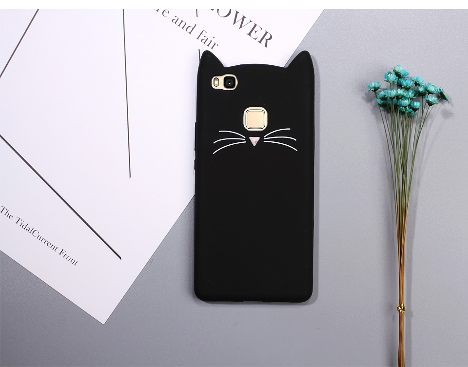 Case Huawei P9 Lite เคสฝาหลัง3D Moustache Cat Soft Silicone Protective Cover