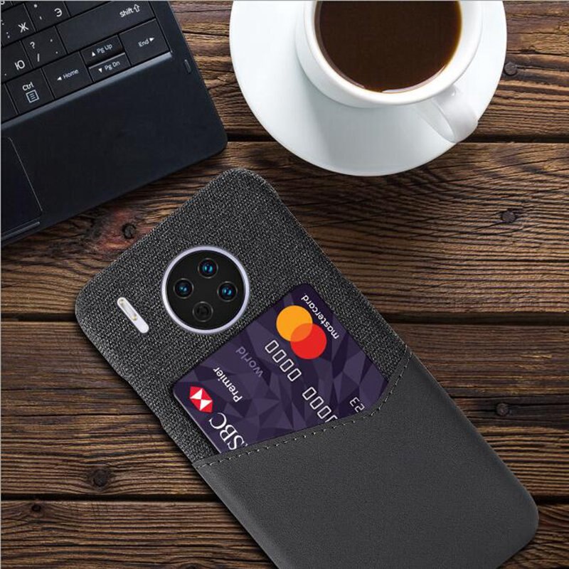 Case Huawei Mate 30 Pro #เคสฝาหลัง Hybrid Protective มีช่องเสียบการ์ด KSQ Card Slot PC + PU Leather + Cloth
