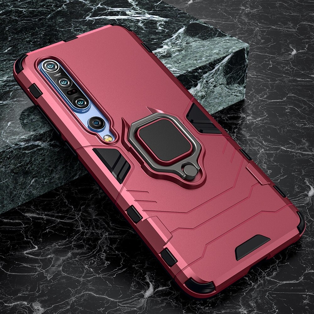 Case Xiaomi Mi Note 10 Pro #เคสฝาหลังพลาสติกแข็ง +TPU Hybrid Case มีแหวนสวมนิ้วโลหะ