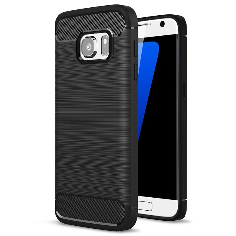 เคส Samsung S7 edge #เคสคาร์บอนไฟเบอร์ ผิวขัดแปรง Brushered TPU Back Case