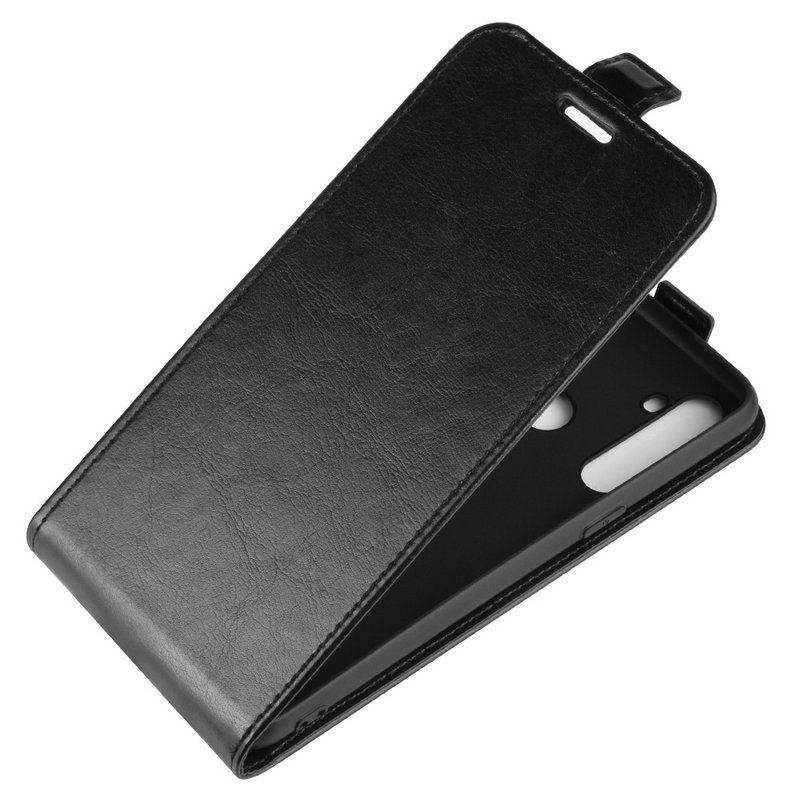 Case Realme 5 Pro #เคสฝาพับหนัง PU Crazy Horse แนวตั้ง พร้อมช่องเสียบการ์ด