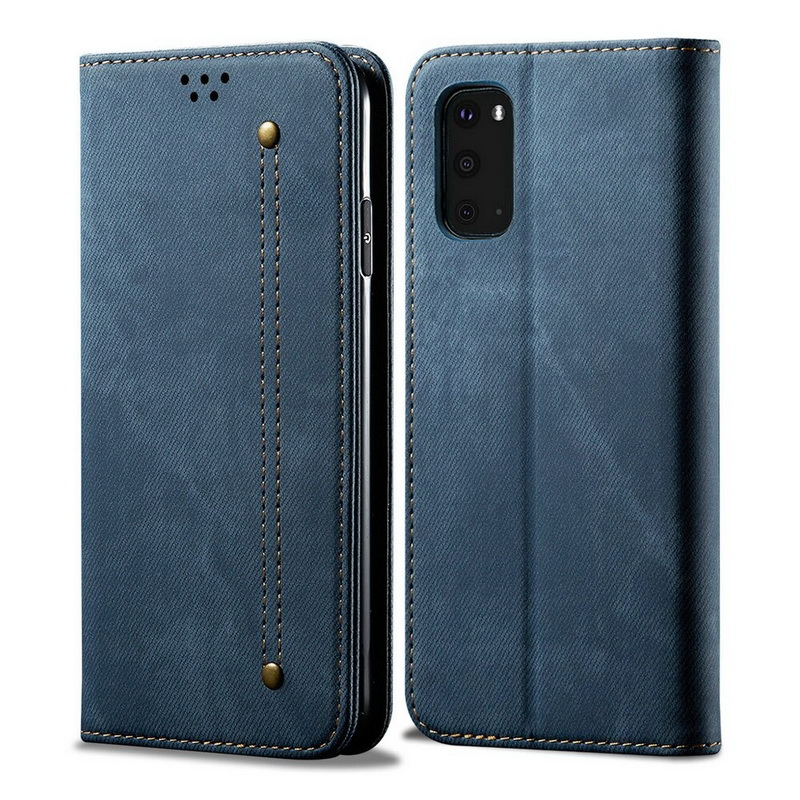 Case Samsung Galaxy S20 FE / S20 FE 5G#เคสฝาพับสไตล์ย้อนยุคผิวผ้ายีนส์แบบกระเป๋าสตางค์