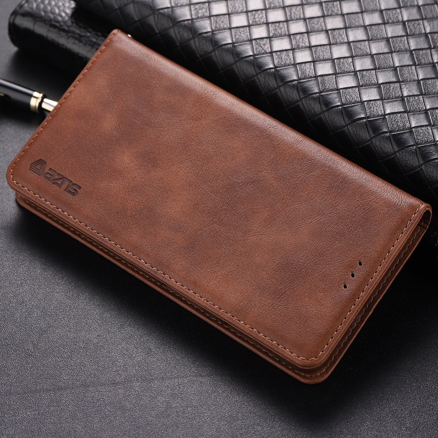 Case Samsung Galaxy A10 #เคสฝาพับ AZNS หนัง PU สไตล์ Retro