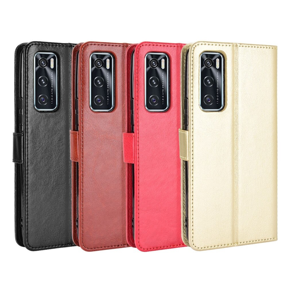 เคส Vivo V20 SE #เคสฝาพับหนัง PUผิวหนังม้า มีแถบปิดแม่เหล็กแบบกระเป๋าสตางค์ Crazy Horse Wallet Leather Protective Cover with Stand