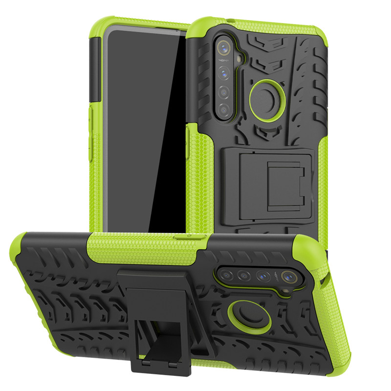 เคส Realme 5 Pro #เคสฝาหลังกันลื่น Cool Tyre Pattern Kickstand (PC + TPU)