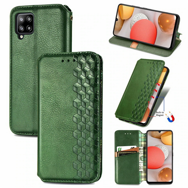 เคส Samsung Galaxy A42 5G #เคสฝาพับแบบกระเป๋าสตางค์ Magnetic Flip Wallet Bracket Leather Lattice TPU Phone Case