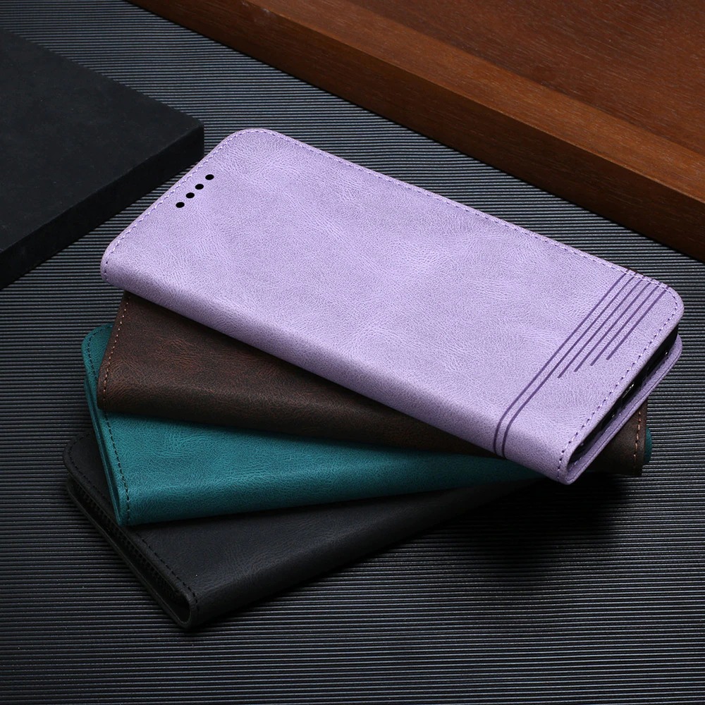 เคส Samsung Galaxy S21 FE 5G #เคสฝาพับหนัง PU สไตล์กระเป๋าสตางค์พร้อมช่องใส่การ์ด Luxury Flip Stand Card Phone Leather Wallet Cover Casing Auto-absorbed Smartphone
